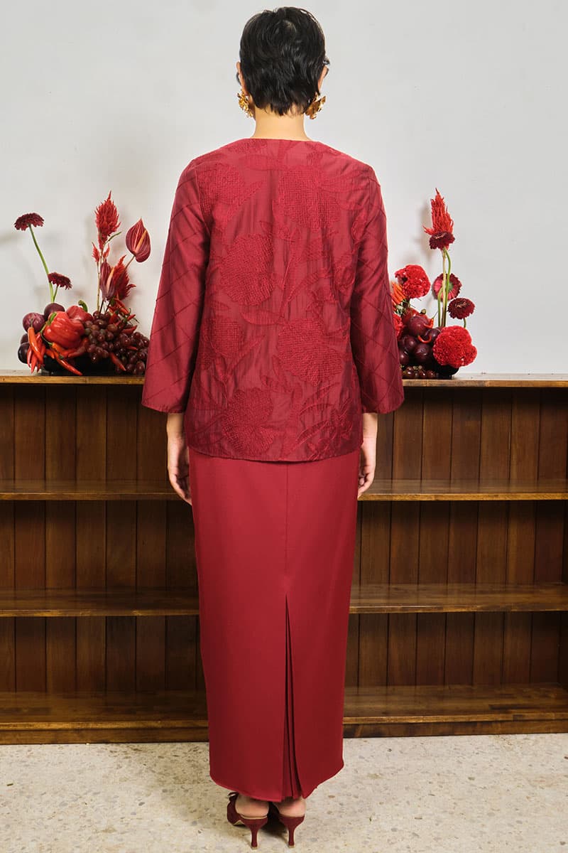 Sejinja Blouse & Skirt - Maroon/Maroon - Image 4