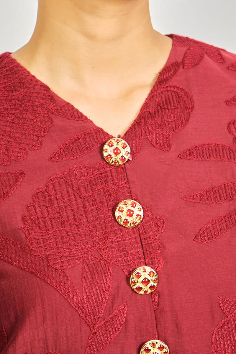 Sejinja Blouse & Skirt - Maroon/Maroon - Image 5