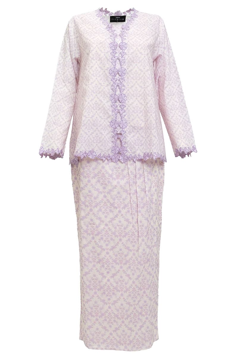 COTTON Ayuna Blouse & Skirt - Cream/Purple - Image 2