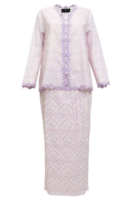 COTTON Ayuna Blouse & Skirt - Cream/Purple