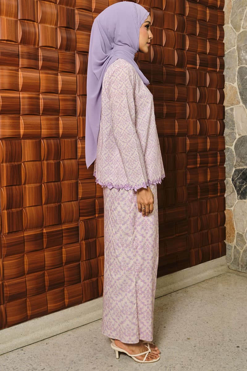 COTTON Ayuna Blouse & Skirt - Cream/Purple - Image 3