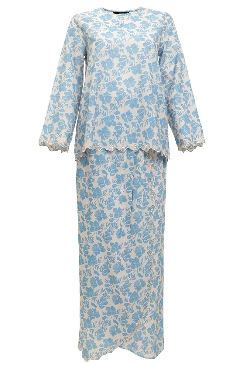 COTTON Dewani Blouse & Skirt - Beige/Blue - Image 2