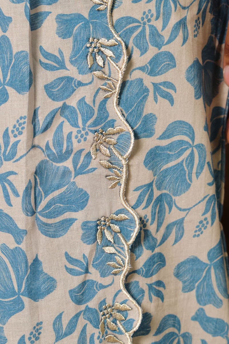 COTTON Dewani Blouse & Skirt - Beige/Blue - Image 6