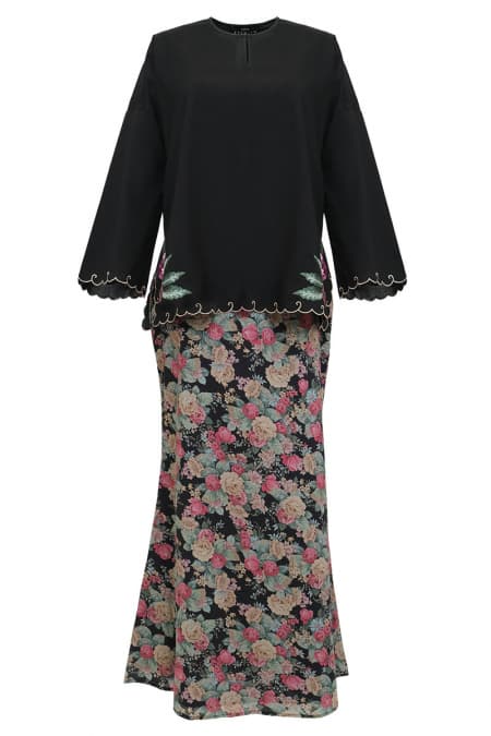 COTTON Khawla Blouse & Skirt - Black