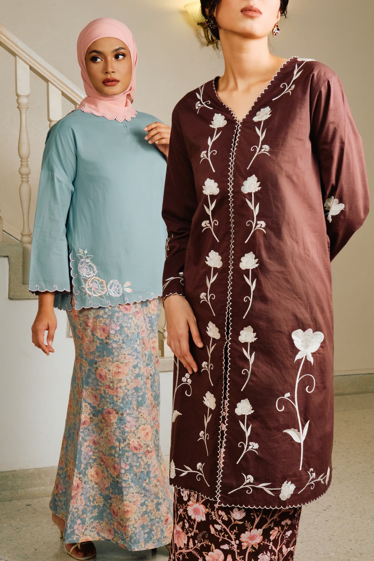 COTTON Khawla Blouse & Skirt - Dusty Aqua - Image 7