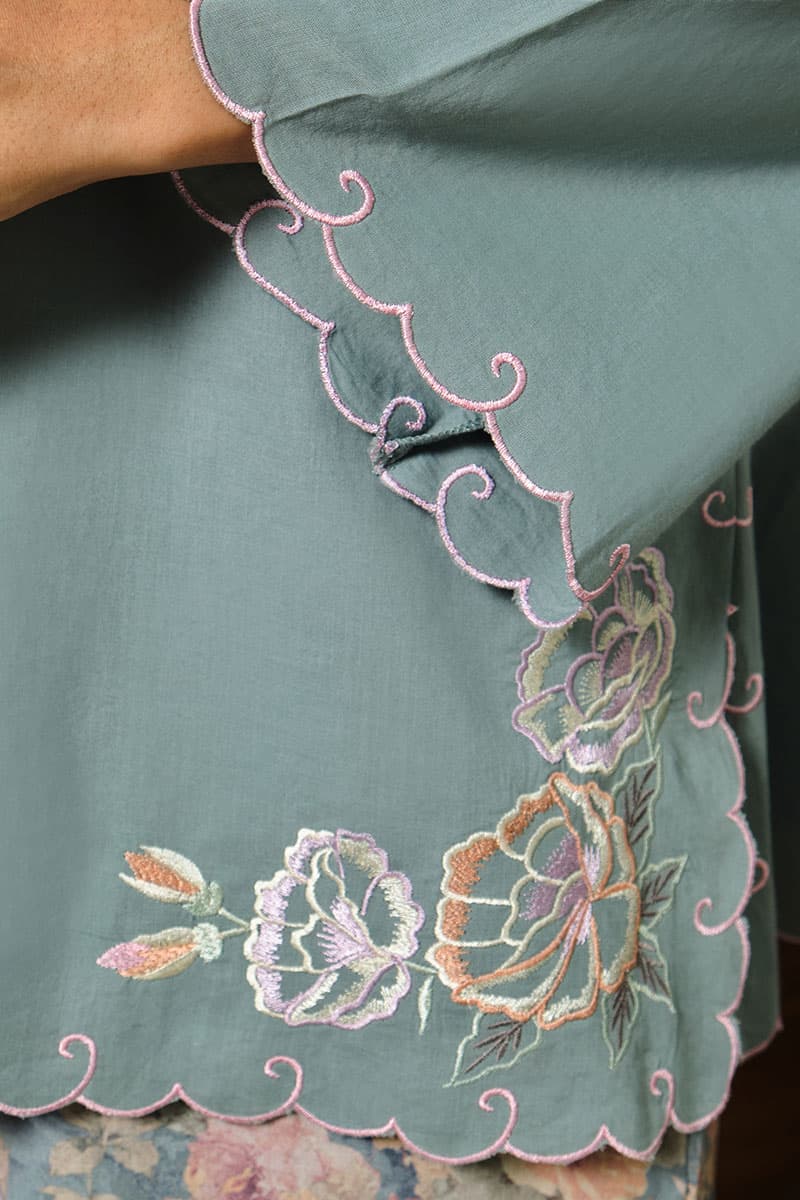 COTTON Khawla Blouse & Skirt - Dusty Aqua - Image 5