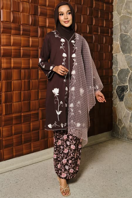 COTTON Larasti Blouse & Skirt - Dark Cocoa