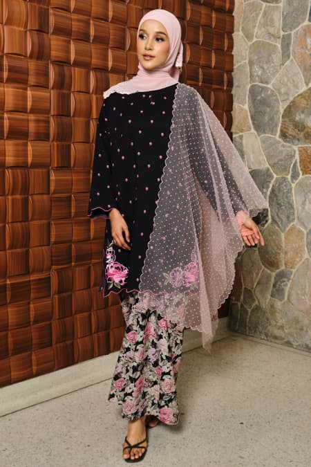 COTTON Manora Blouse & Skirt - Black