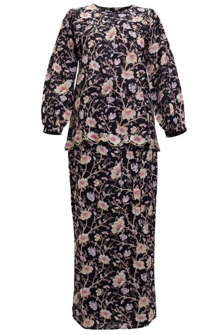 COTTON Rukma Blouse & Skirt - Black