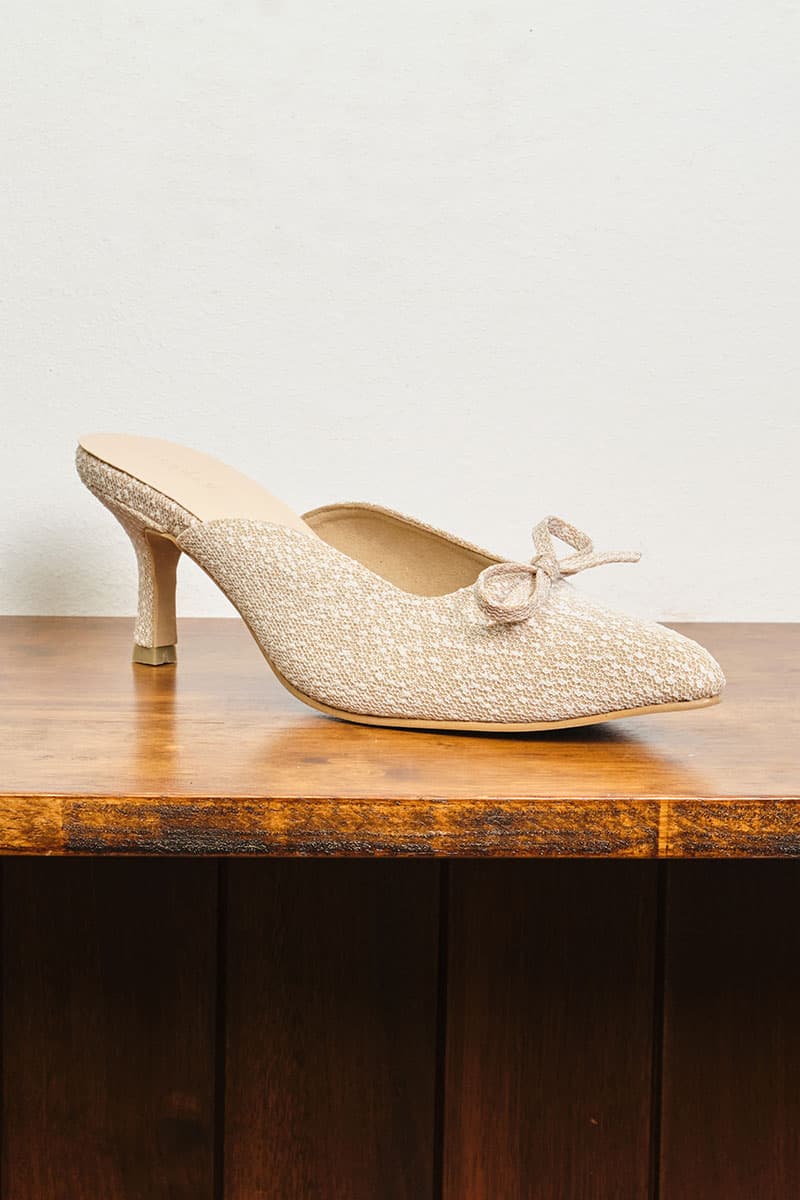 Caley Glitter Mule Heels - Nude Lace - Image 5
