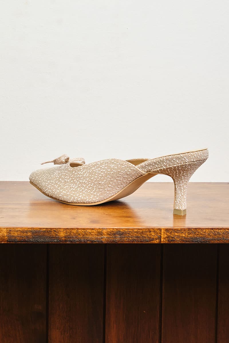 Caley Glitter Mule Heels - Nude Lace - Image 6