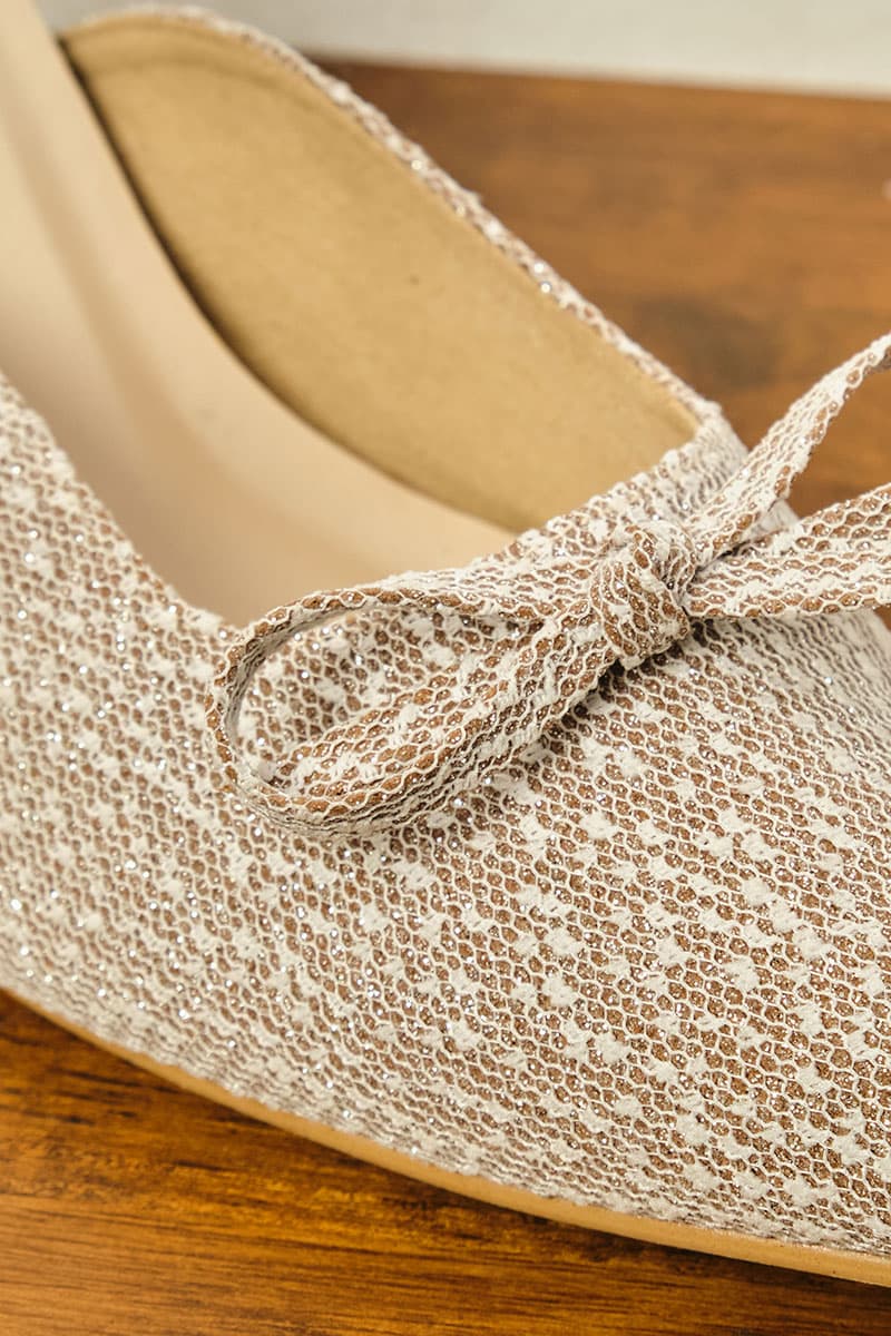 Caley Glitter Mule Heels - Nude Lace - Image 8