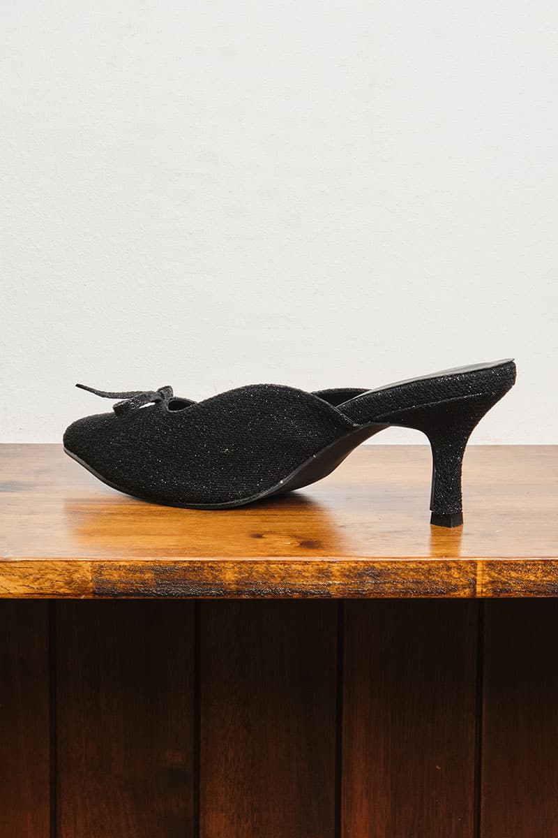 Caley Glitter Mule Heels - Black Lace - Image 6
