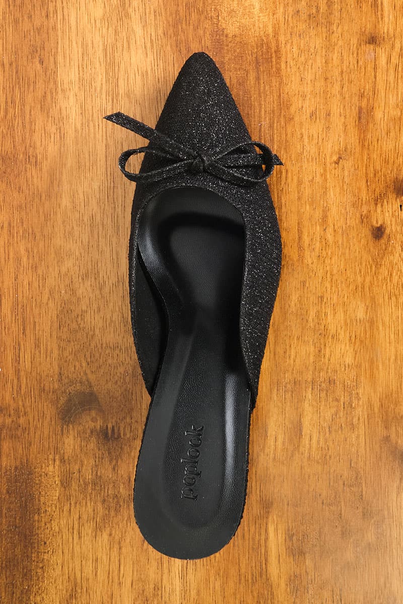 Caley Glitter Mule Heels - Black Lace - Image 7