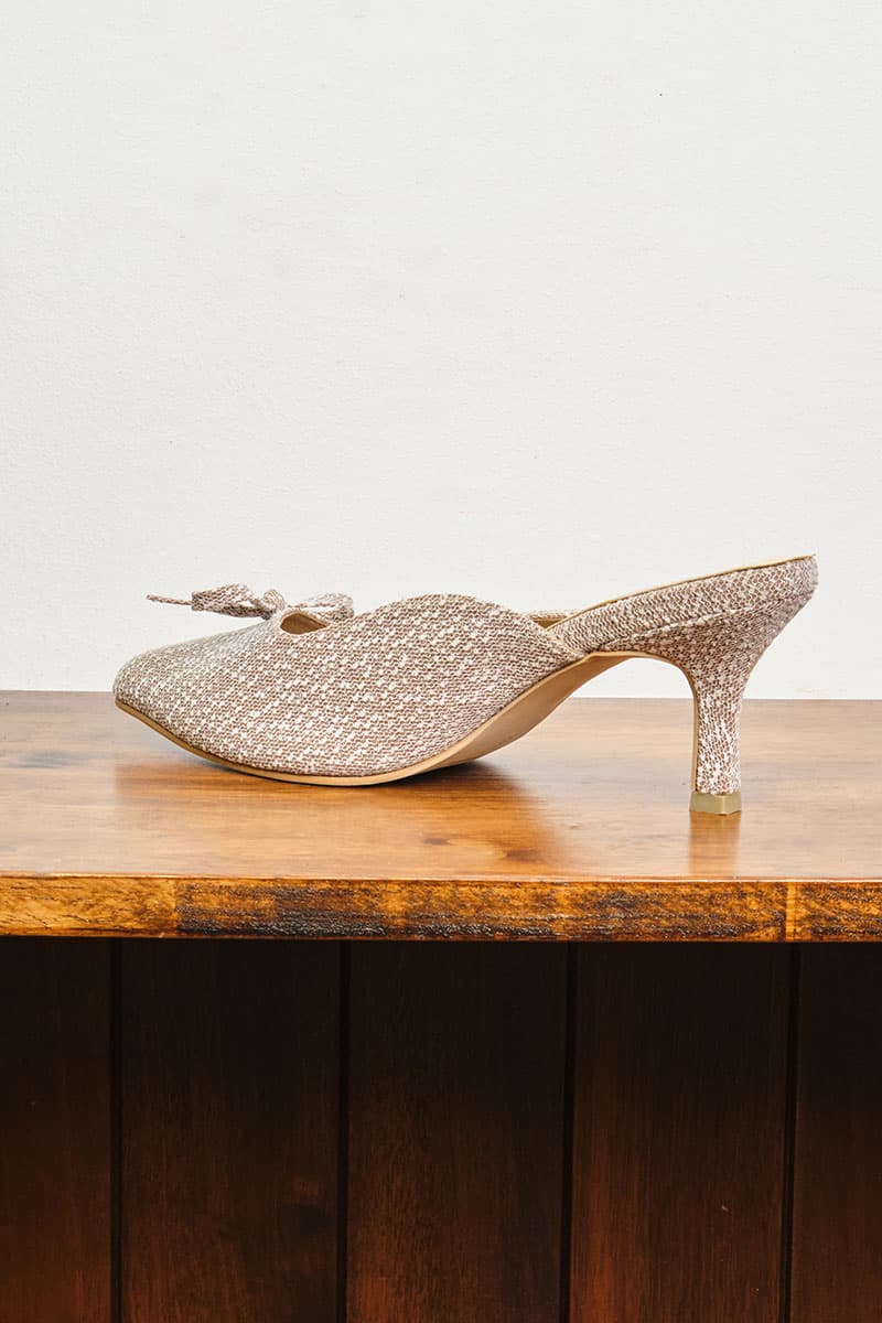 Caley Glitter Mule Heels - Pink Bark Lace - Image 6