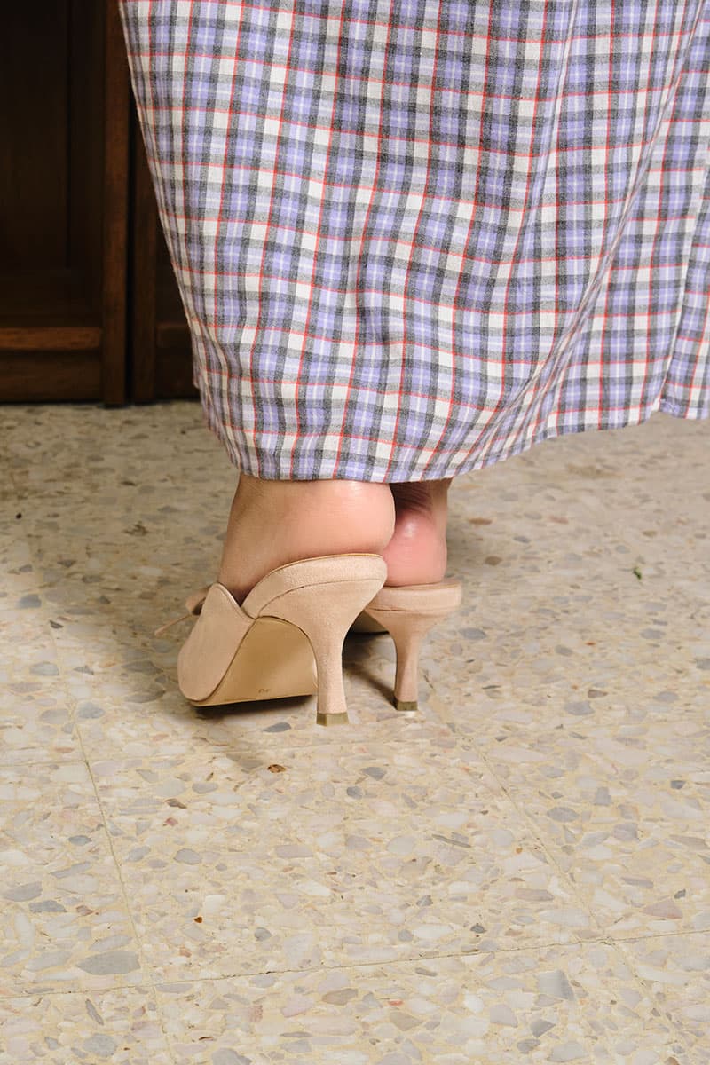 Caley Suede Mule Heels - Nude Pink - Image 4