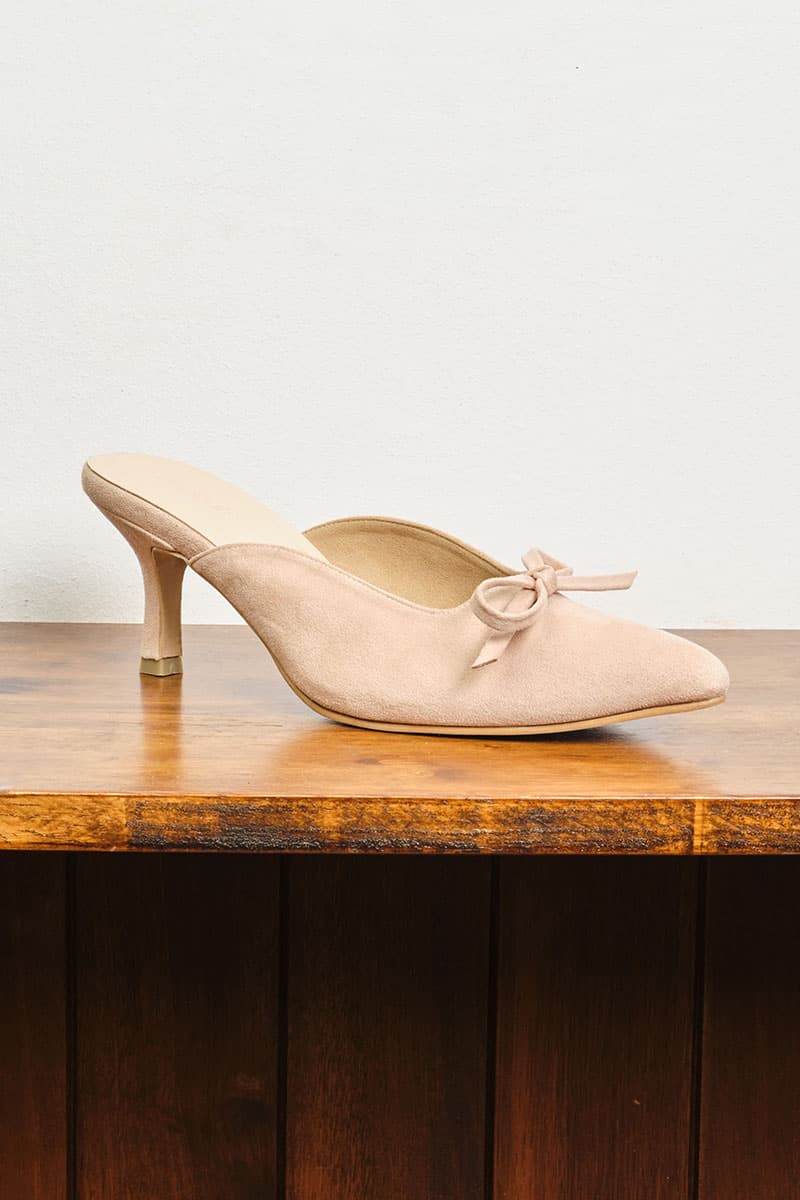 Caley Suede Mule Heels - Nude Pink - Image 5