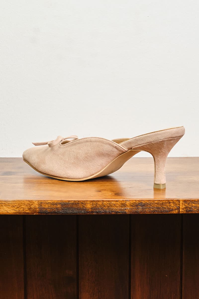 Caley Suede Mule Heels - Nude Pink - Image 6