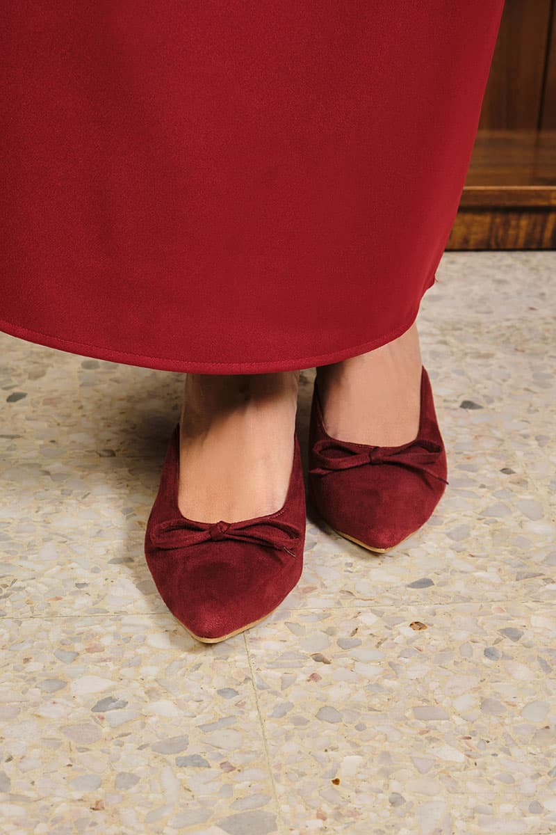 Caley Suede Mule Heels - Deep Wine - Image 2