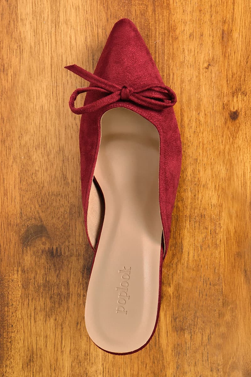 Caley Suede Mule Heels - Deep Wine - Image 7