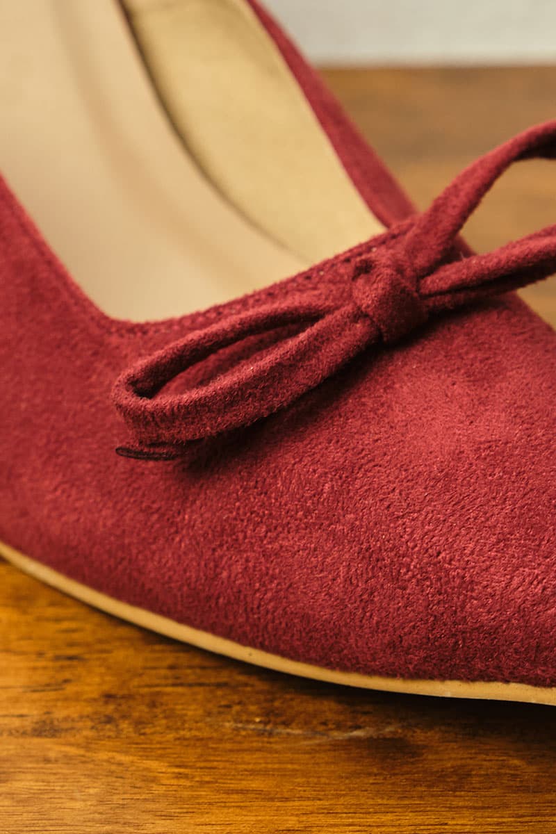 Caley Suede Mule Heels - Deep Wine - Image 8