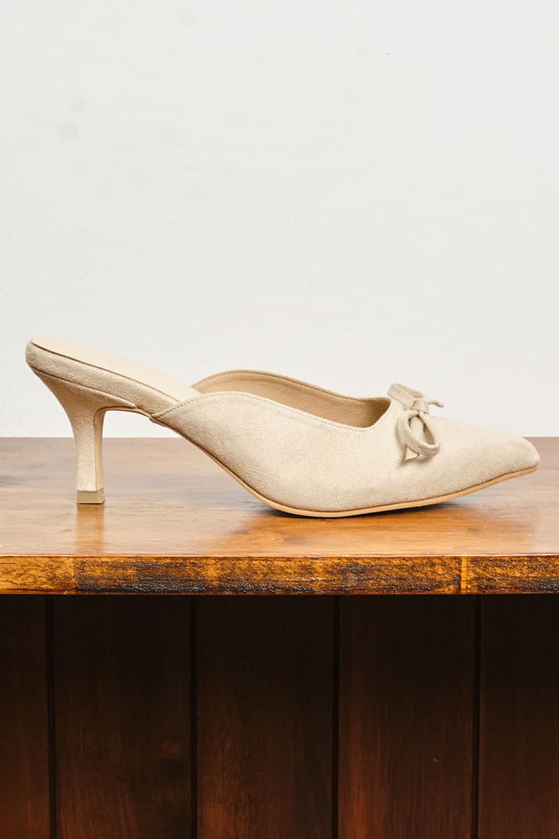 Caley Suede Mule Heels - Pale Oak - Image 1