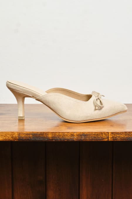 Caley Suede Mule Heels - Pale Oak