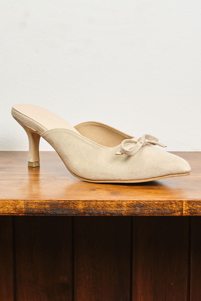 Caley Suede Mule Heels - Pale Oak - Image 5
