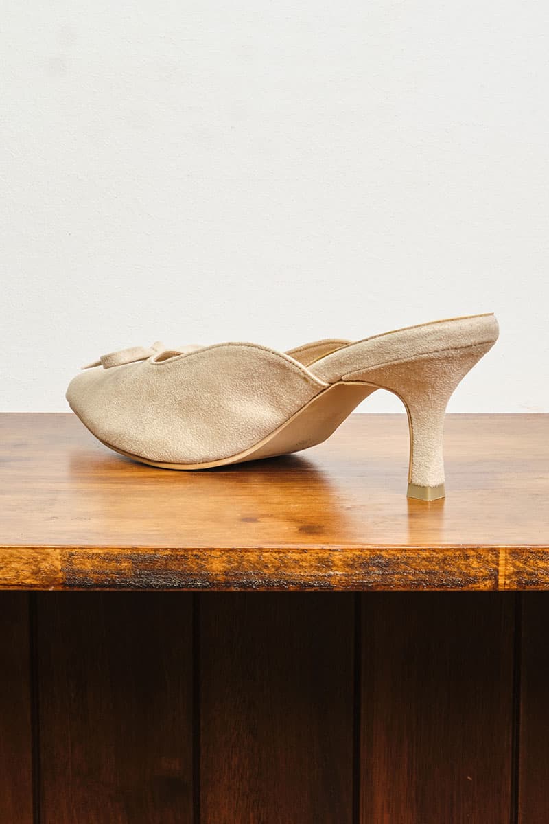 Caley Suede Mule Heels - Pale Oak - Image 6