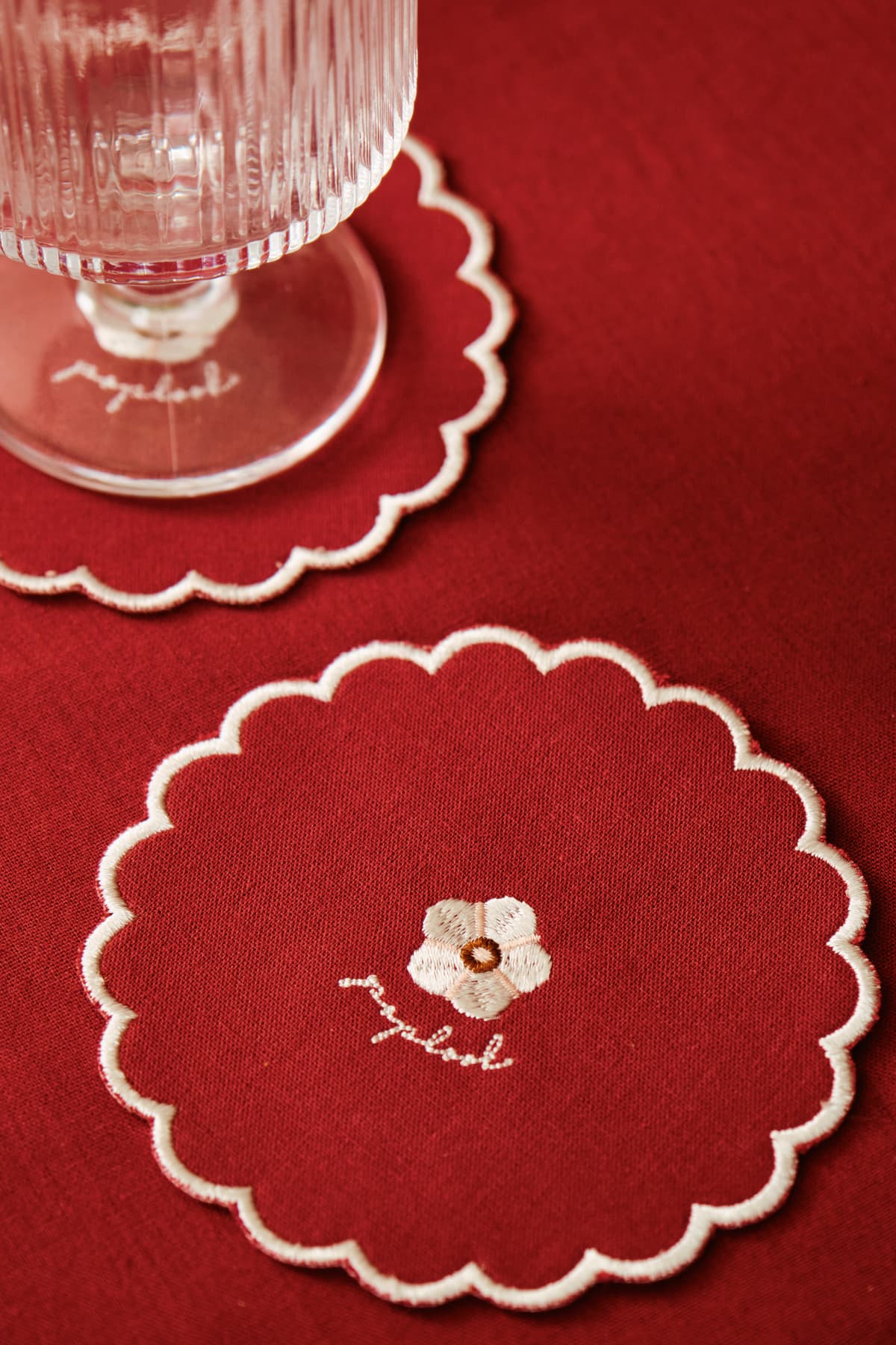 Adina Round Coaster Set - Maroon - Image 3