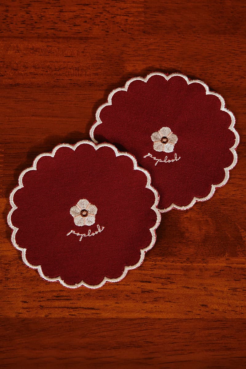 Adina Round Coaster Set - Maroon - Image 1