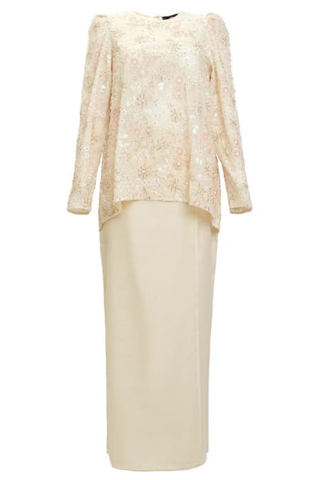 COTTON Qasurinda Blouse & Skirt - Champagne