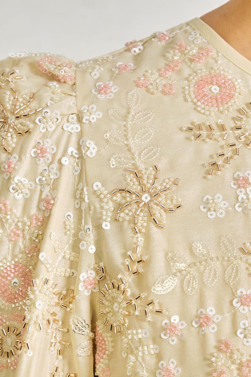 COTTON Qasurinda Blouse & Skirt - Champagne - Image 5