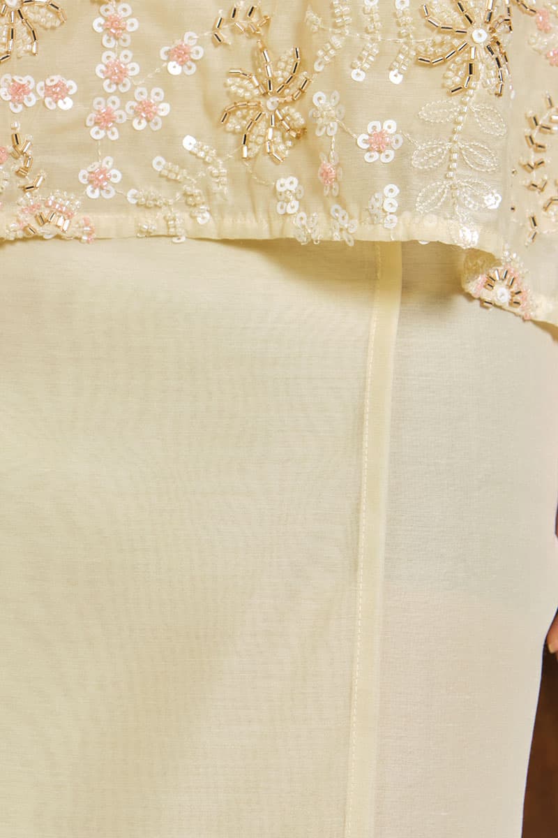 PRE-ORDER COTTON Qasurinda Blouse & Skirt - Champagne - Image 6