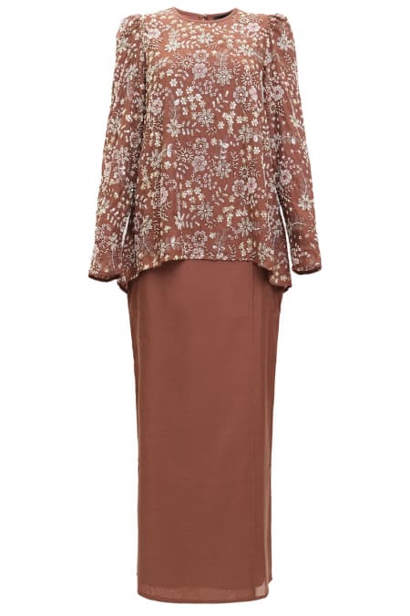 COTTON Qasurinda Blouse & Skirt - Rustic Brown