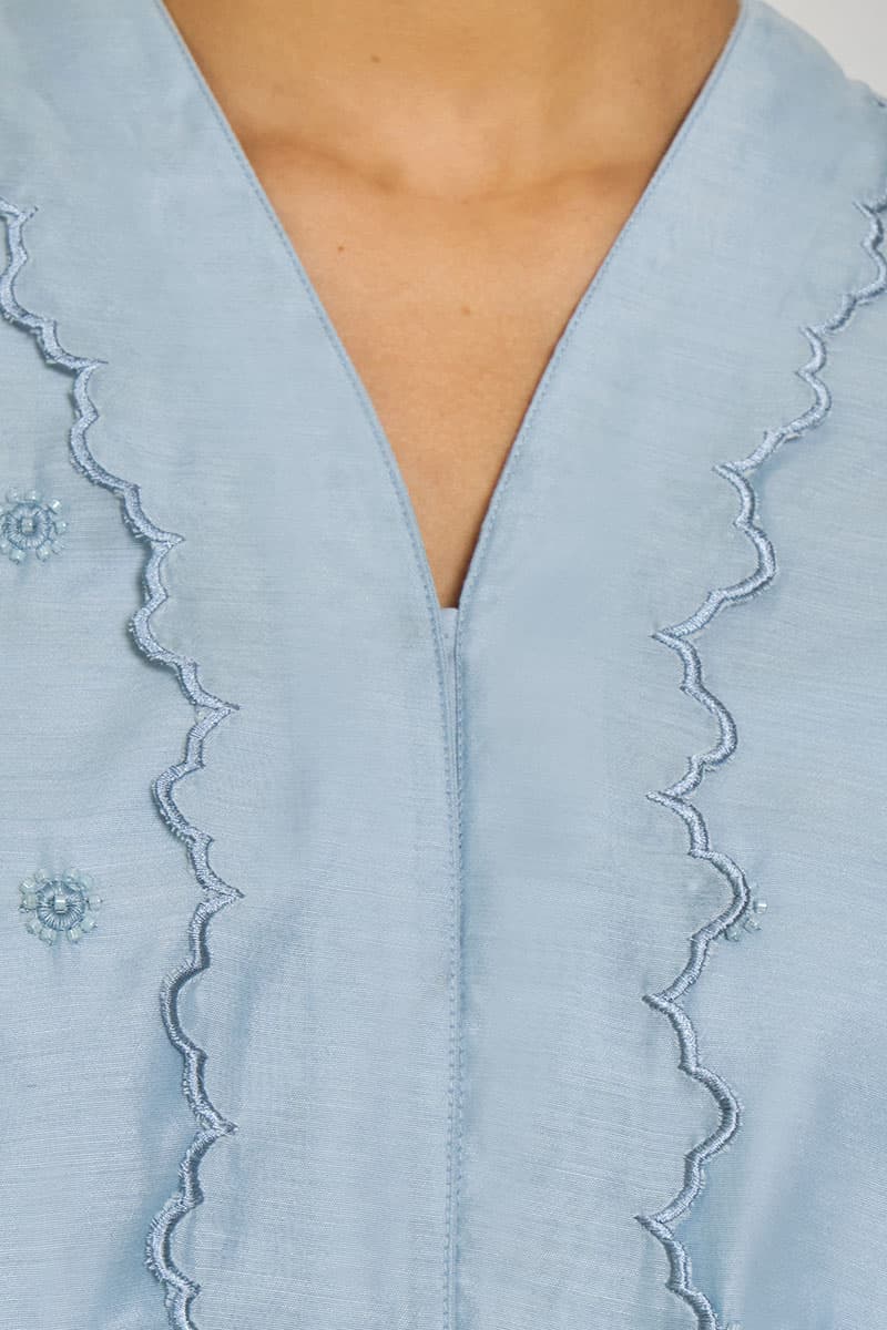 COTTON Ranindra Blouse & Skirt - Powder Blue - Image 5