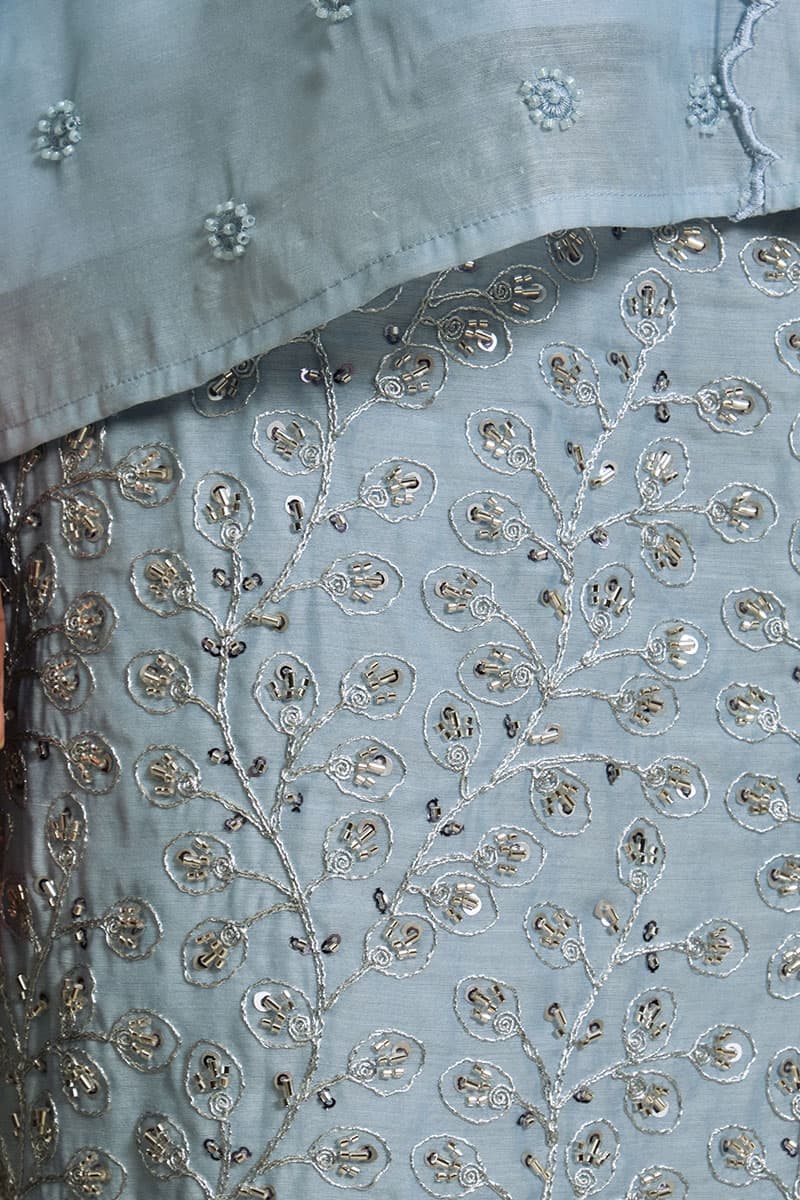 COTTON Ranindra Blouse & Skirt - Powder Blue - Image 6