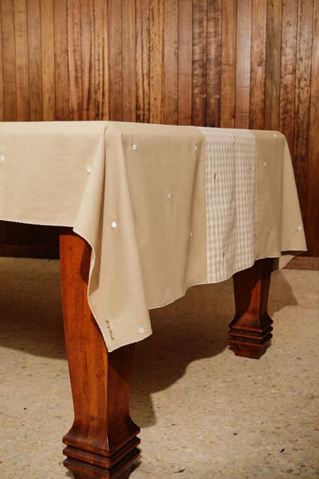 Homer 6-Seater Tablecloth - Khaki/Khaki Check