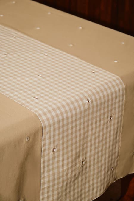 Homer 6-Seater Tablecloth - Khaki/Khaki Check