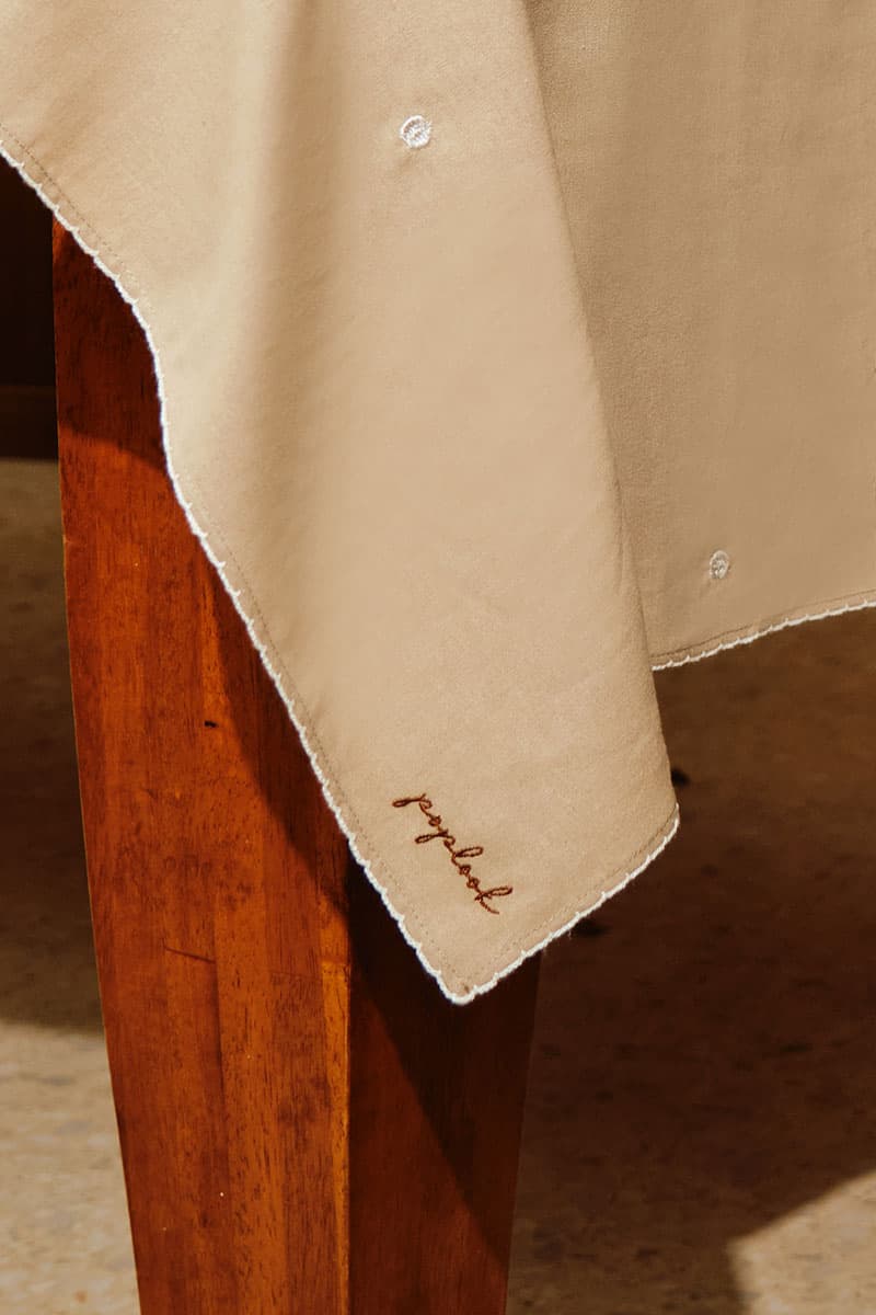 Homer 6-Seater Tablecloth - Khaki/Khaki Check - Image 3