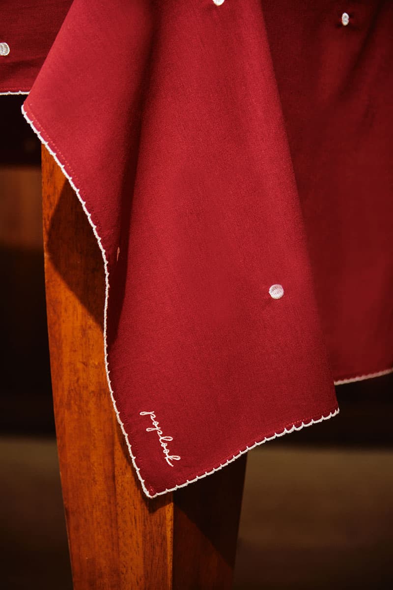 Homer 6-Seater Tablecloth - Maroon/Maroon Check - Image 3