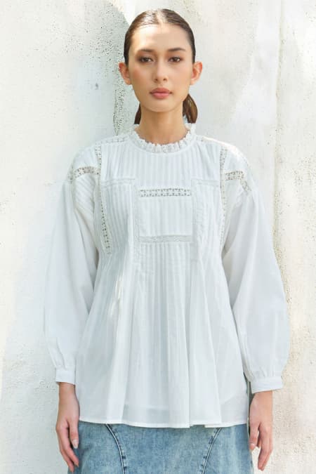 Dean Drop-Shoulder Blouse - White