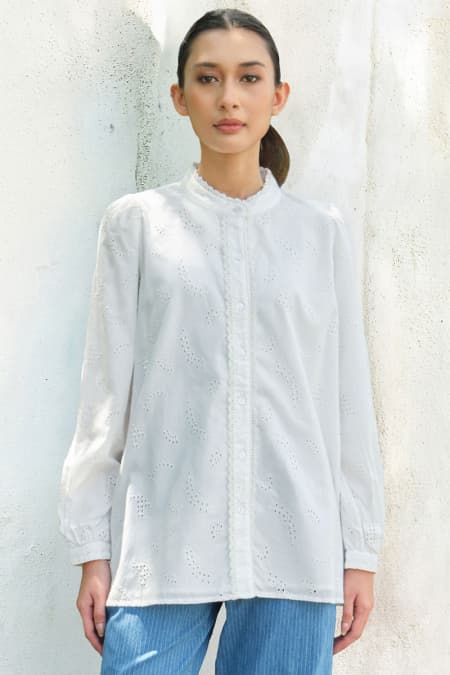 Ryan Front Button Blouse - White
