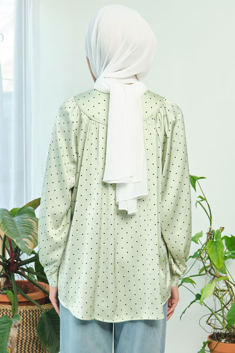 Bradley Flared Blouse - Mint Polka - Image 4