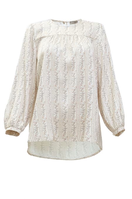 Mark Flared Satin Blouse - Beige Floral