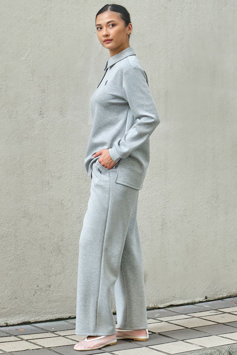 Victor Wide Legged Pants - Heather Grey - Image 3