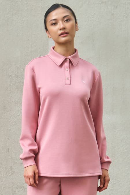 Victor Drop Shoulder Polo Shirt - Dusty Rose