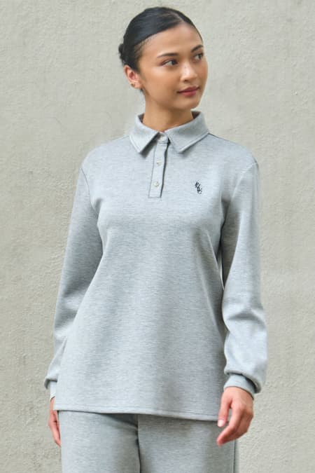Victor Drop Shoulder Polo Shirt - Heather Grey