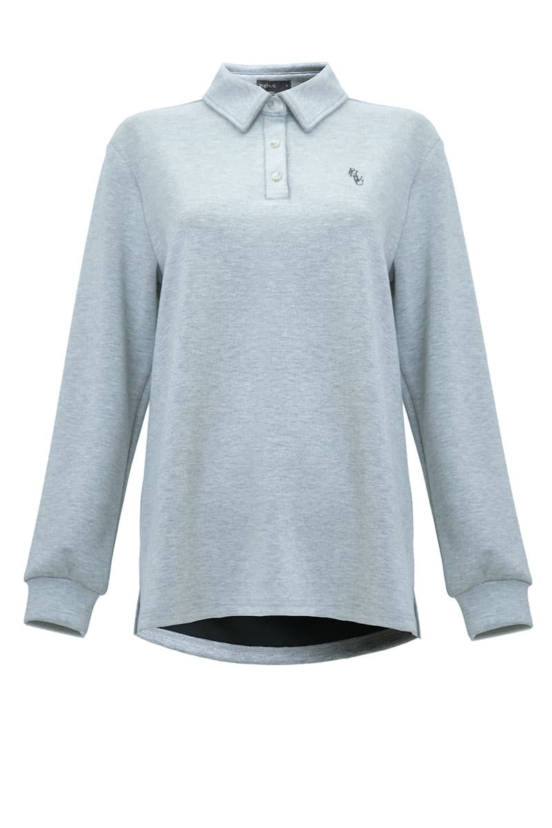 Victor Drop Shoulder Polo Shirt - Heather Grey - Image 2