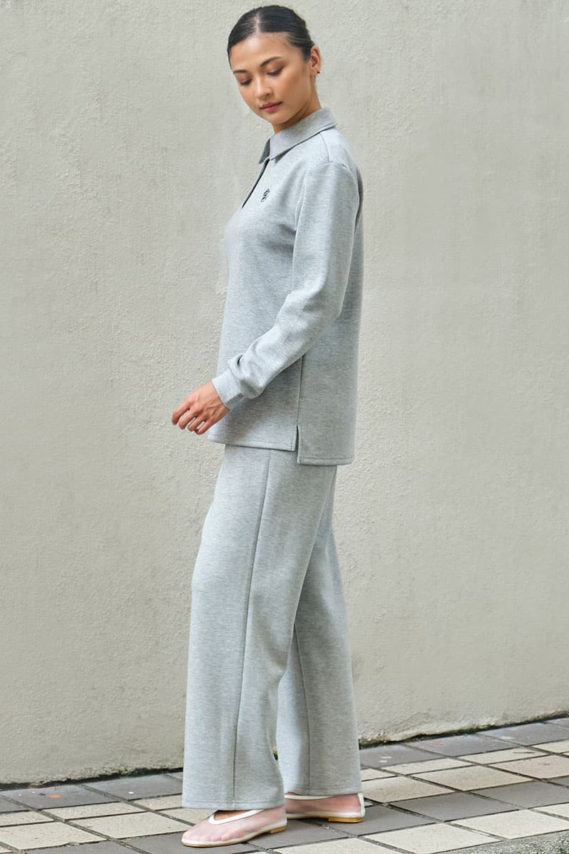 Victor Drop Shoulder Polo Shirt - Heather Grey - Image 3
